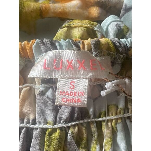 Luxxel Womens Blue Multi Floral Print Smocked Midi Dress Size Small NWT - Picture 4 of 6